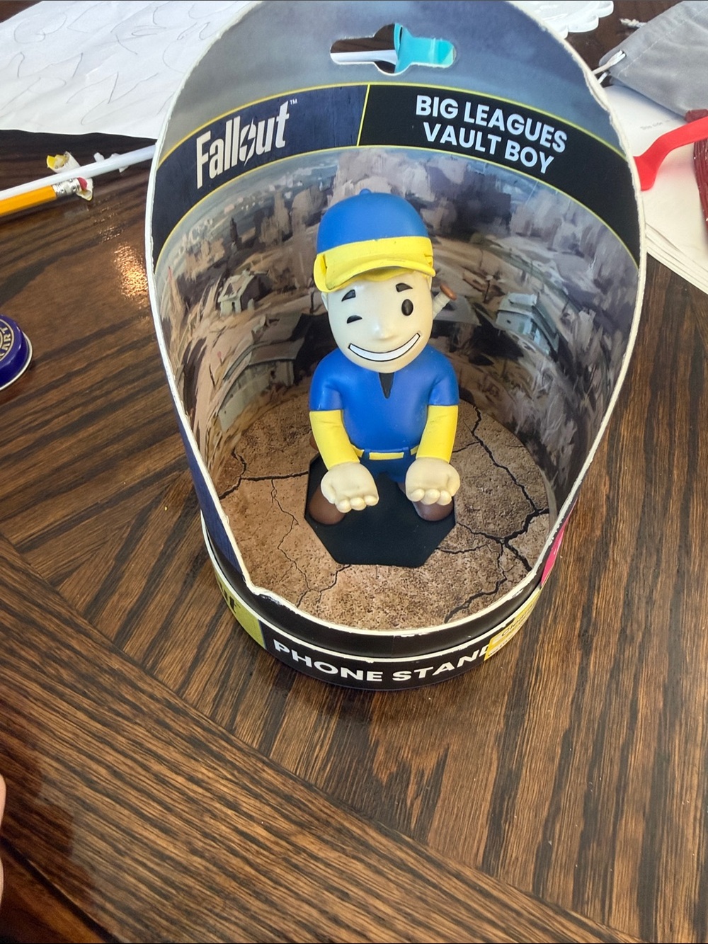 Big Leagues Vault Boy Blue and Yellow Phone Stand